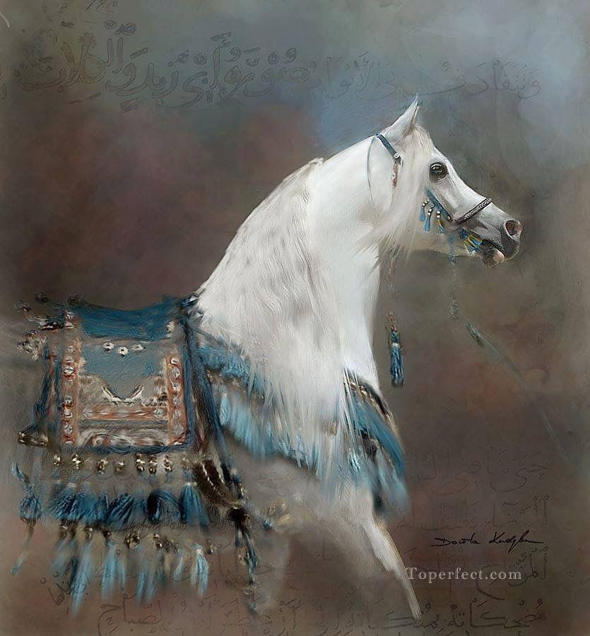 white horse arabian animal Oil Paintings